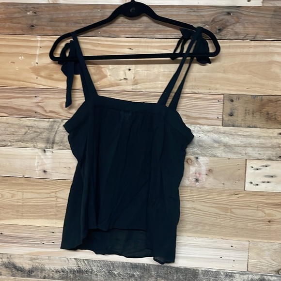 J. Crew size small black sleeveless tied straps lightweight 100% cotton blouse - Picture 6 of 6